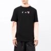 Camiseta de cuello redondo con estampado de flechas «Negro, blanco y rosa»