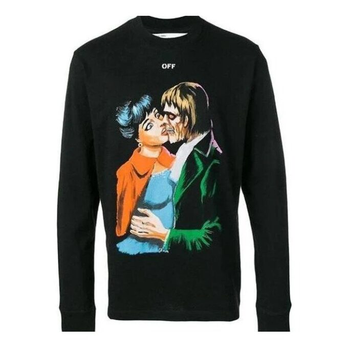 Camiseta de cuello redondo con estampado Kiss, negro, corte ajustado