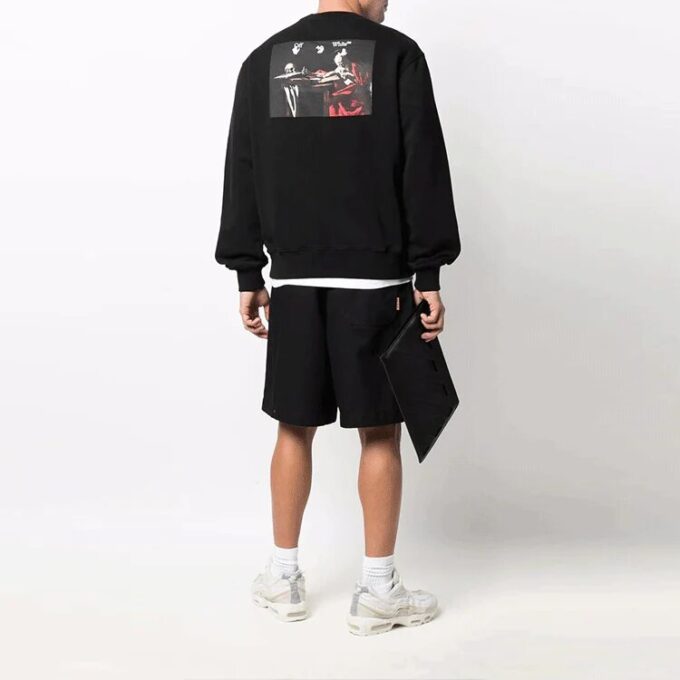 Camiseta de cuello redondo para hombre Off-White con pintura de Caravaggio, color negro