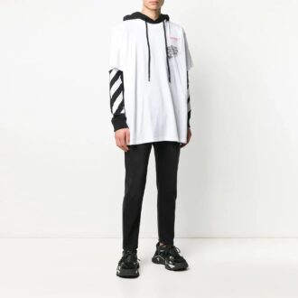 Camiseta de hombre Off-White con estampado en el brazo, corte holgado, color blanco