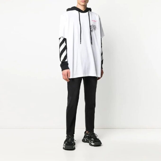 Camiseta de hombre Off-White con estampado en el brazo, corte holgado, color blanco