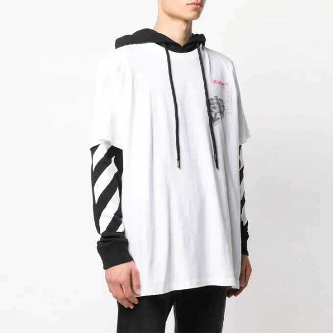 Camiseta de hombre Off-White con estampado en el brazo, corte holgado, color blanco