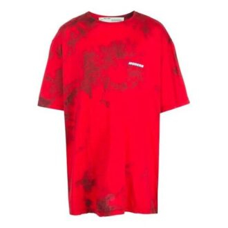 Camiseta de hombre Off-White con logotipo y estampado tie-dye en rojo