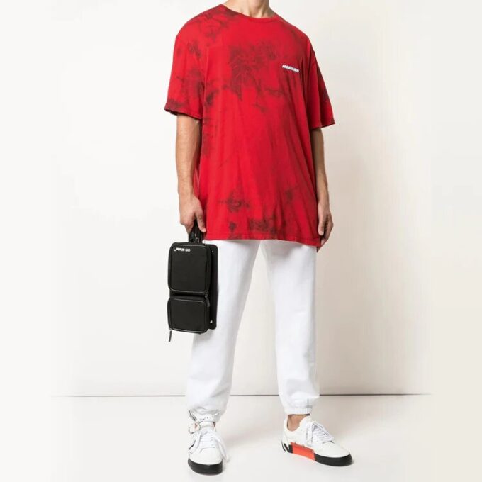Camiseta de hombre Off-White con logotipo y estampado tie-dye en rojo