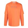 Camiseta de hombre Off-White FW21 con logo, cuello redondo, estampado, manga larga y corte holgado, color naranja