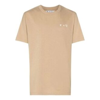 Camiseta de hombre Off-White x Browns con estampado del logotipo cruzado, cuello redondo y pantalones cortos, color caqui