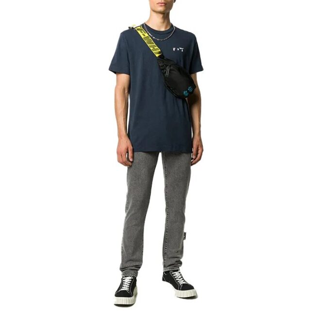 Camiseta de manga corta con aplique de logotipo FW20 para hombre, gris/blanco