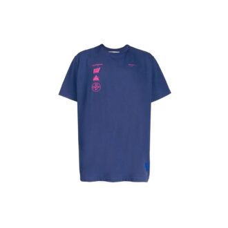 Camiseta de manga corta con aplique de pintura de Mariana para hombre, azul