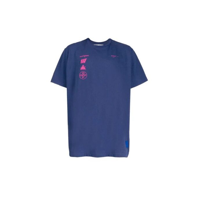 Camiseta de manga corta con aplique de pintura de Mariana para hombre, azul
