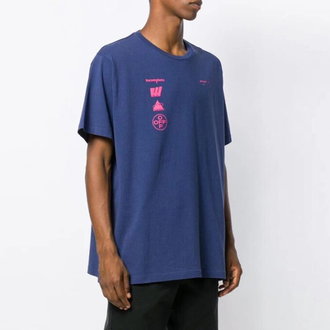 Camiseta de manga corta con aplique de pintura de Mariana para hombre, azul