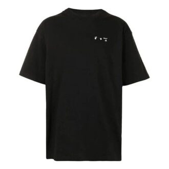 Camiseta de manga corta con cuello redondo y corte holgado, con estampado del logotipo, en negro