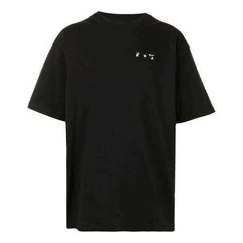 Camiseta de manga corta con cuello redondo y corte holgado, con estampado del logotipo, en negro