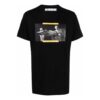 Camiseta de manga corta con cuello redondo y estampado de pintura al óleo «Negro»