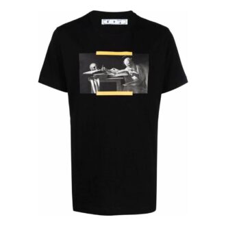 Camiseta de manga corta con cuello redondo y estampado de pintura al óleo «Negro» Camiseta de manga corta con cuello redondo y estampado de pintura al óleo «Negro»