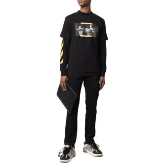 Camiseta de manga corta con cuello redondo y estampado de pintura al óleo «Negro» Camiseta de manga corta con cuello redondo y estampado de pintura al óleo «Negro»
