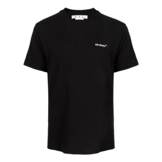 Camiseta de manga corta con cuello redondo y estampado del logotipo Off-White para hombre, colección FW22, color negro Camiseta de manga corta con cuello redondo y estampado del logotipo Off-White para hombre, colección FW22, color negro