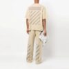 Camiseta de manga corta con cuello redondo y rayas Off-White para hombre, color beige