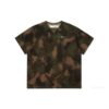 Camiseta de manga corta con estampado de camuflaje y cuello redondo oversize