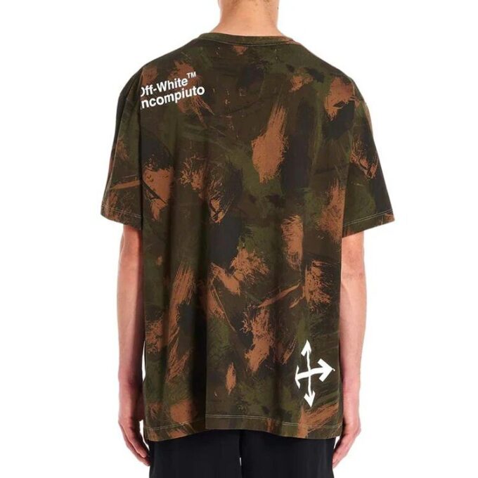 Camiseta de manga corta con estampado de camuflaje y cuello redondo oversize