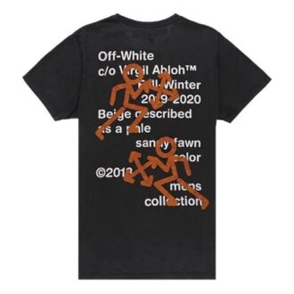 Camiseta de manga corta con estampado de flecha delgada y pictograma bordado, versión estándar, negro Camiseta de manga corta con estampado de flecha delgada y pictograma bordado, versión estándar, negro
