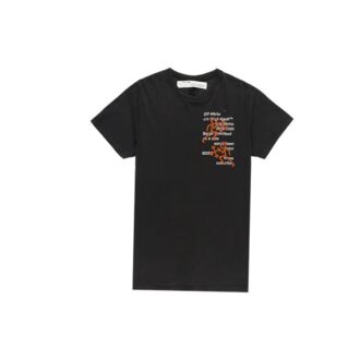 Camiseta de manga corta con estampado de flecha delgada y pictograma bordado, versión estándar, negro Camiseta de manga corta con estampado de flecha delgada y pictograma bordado, versión estándar, negro