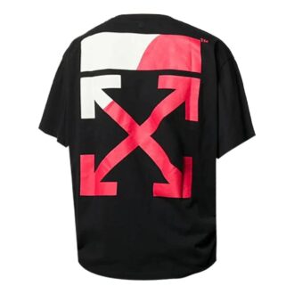 Camiseta de manga corta con estampado de flecha roja SS19 para hombre, color negro Camiseta de manga corta con estampado de flecha roja SS19 para hombre, color negro
