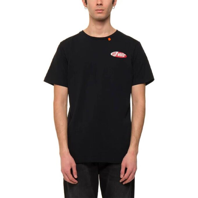 Camiseta de manga corta con estampado de flechas en la espalda, color negro