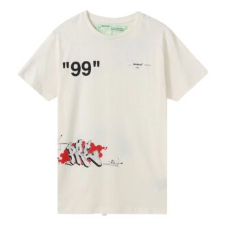 Camiseta de manga corta con estampado de grafitis, color blanco Camiseta de manga corta con estampado de grafitis, color blanco