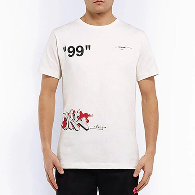 Camiseta de manga corta con estampado de grafitis, color blanco