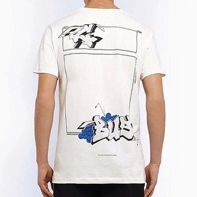 Camiseta de manga corta con estampado de grafitis, color blanco