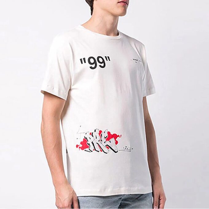 Camiseta de manga corta con estampado de grafitis, color blanco