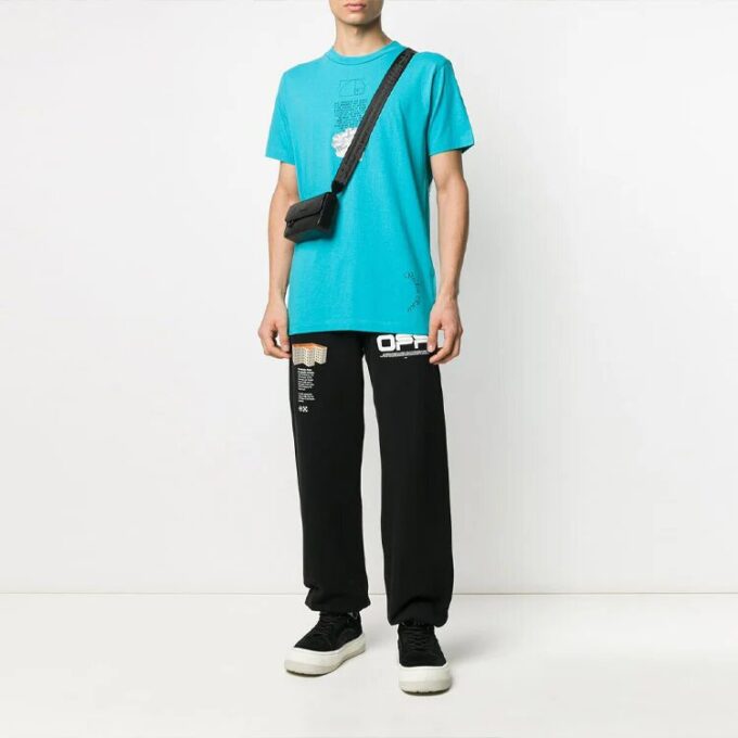 Camiseta de manga corta con estampado de letras, azul