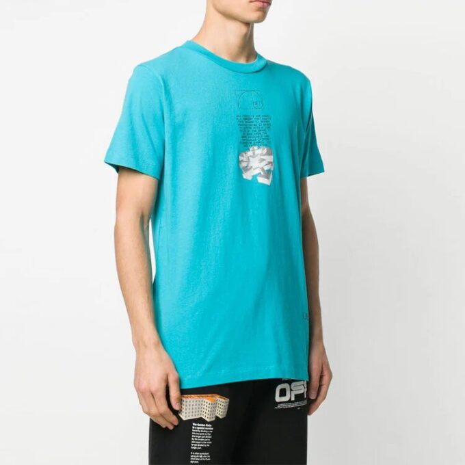 Camiseta de manga corta con estampado de letras, azul