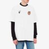 Camiseta de manga corta con estampado de manzana, corte holgado, para hombre, color blanco