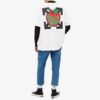 Camiseta de manga corta con estampado de manzana, corte holgado, para hombre, color blanco