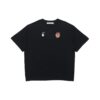 Camiseta de manga corta con estampado de manzana y flecha, corte holgado, negro