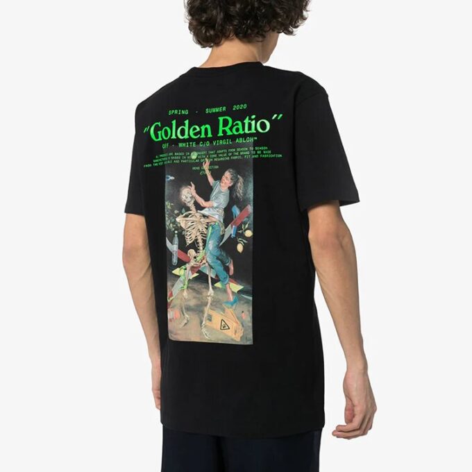 Camiseta de manga corta con estampado de personaje esquelético, versión estándar, negro