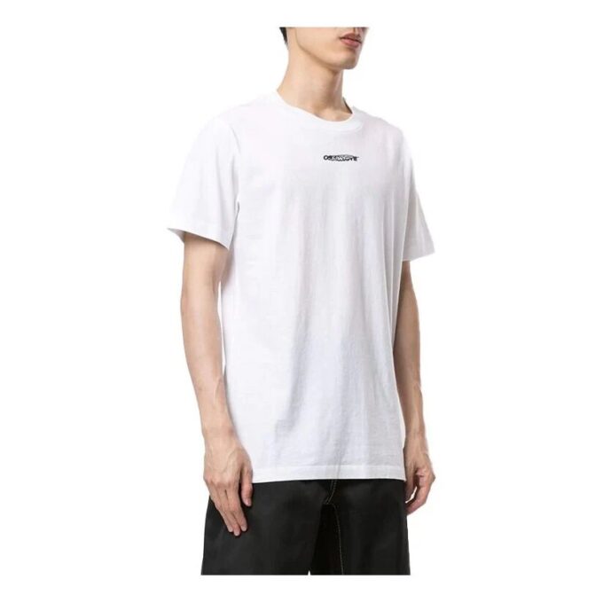 Camiseta de manga corta con estampado de trabajadores, color blanco