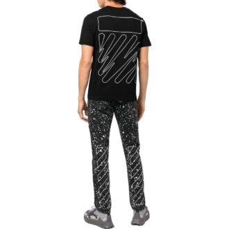 Camiseta de manga corta con estampado en la espalda Off-White para hombre, colección primavera-verano 2022, color negro