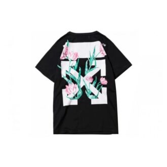 Camiseta de manga corta con estampado floral y logo en blanco roto de Off-White