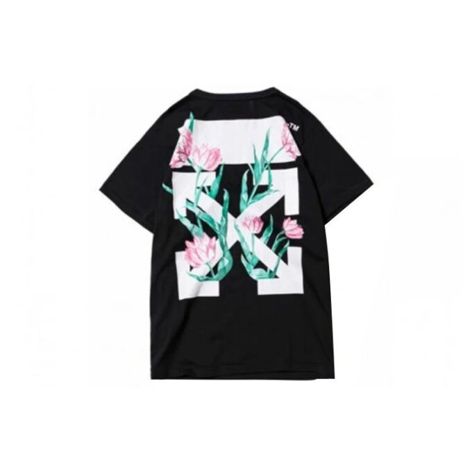 Camiseta de manga corta con estampado floral y logo en blanco roto de Off-White