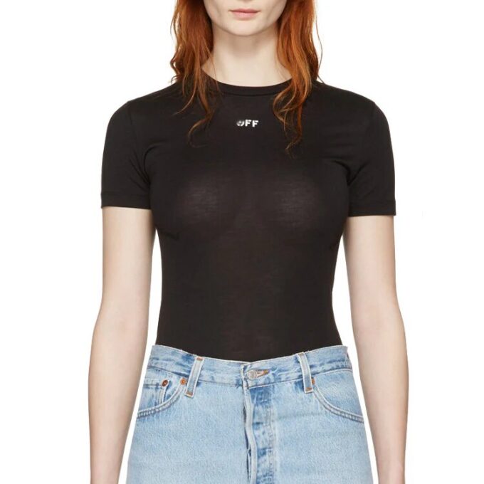 Camiseta de manga corta con estampado floral y logo en blanco roto de Off-White