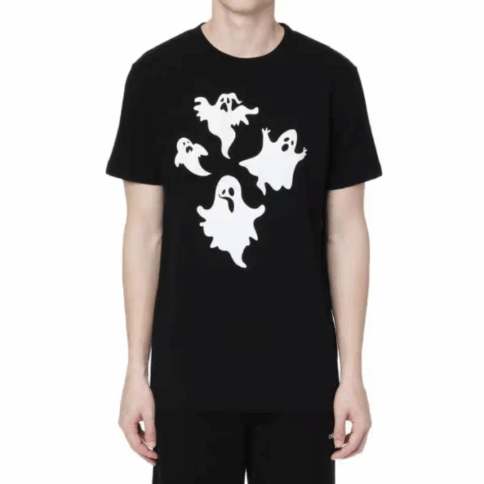 Camiseta de manga corta con estampado, negra