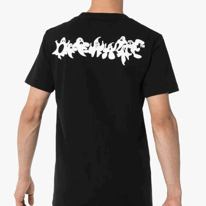 Camiseta de manga corta con estampado, negra