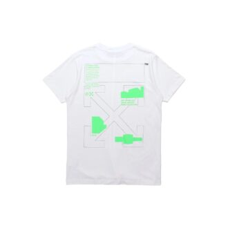 Camiseta de manga corta con letras fluorescentes, color blanco