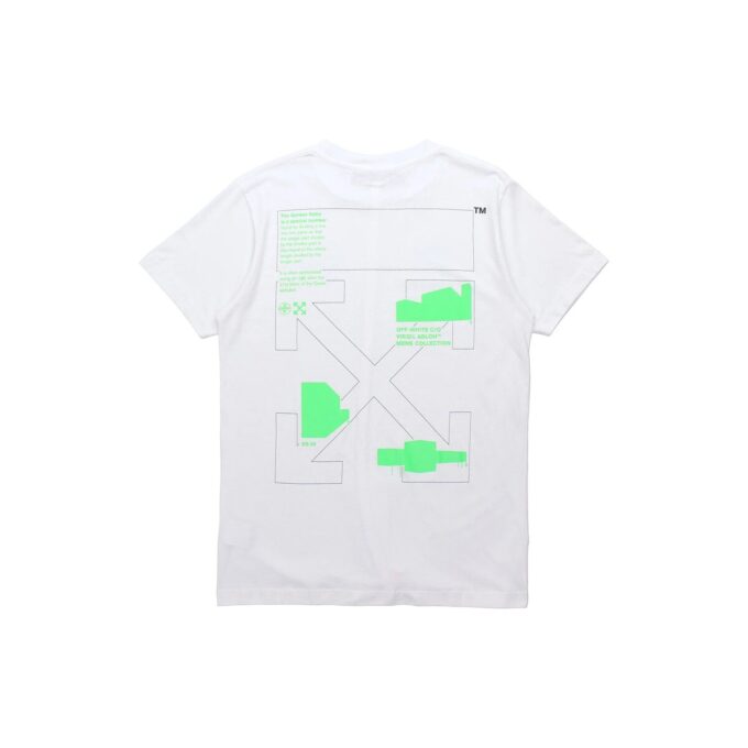Camiseta de manga corta con letras fluorescentes, color blanco