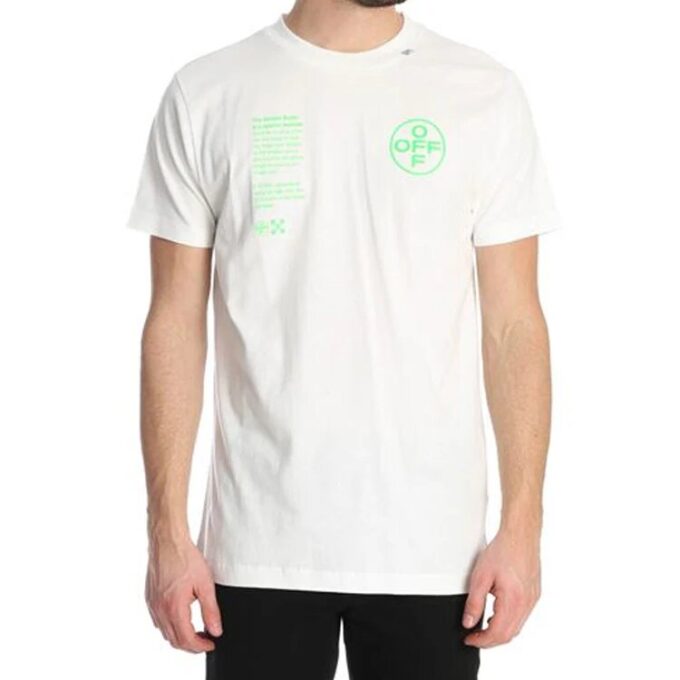 Camiseta de manga corta con letras fluorescentes, color blanco