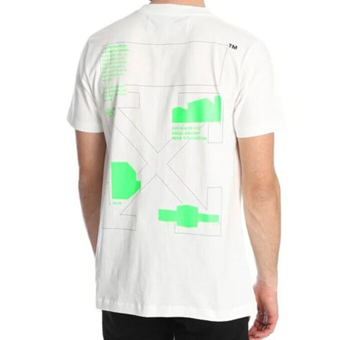 Camiseta de manga corta con letras fluorescentes, color blanco