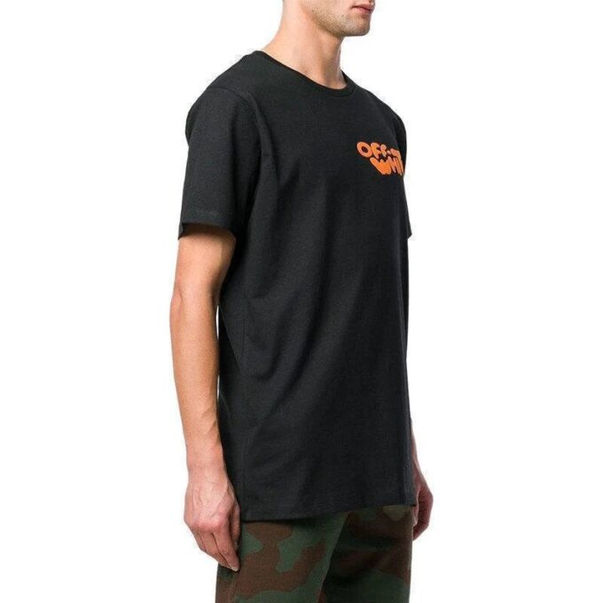 Camiseta de manga corta con logo impreso, versión estándar, negro