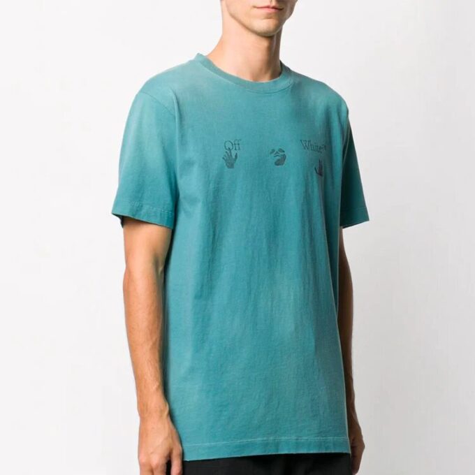 Camiseta de manga corta con logotipo bordado para hombre, verde